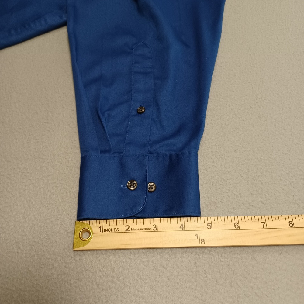 George Dress Shirt Mens 2XL Blue Long Sleeve Button Down Classic Fit Pocket - Picture 7 of 12